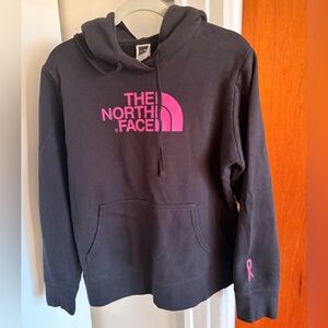 The North Face women size L black & pink hood sweater breast cancer pink ribbon